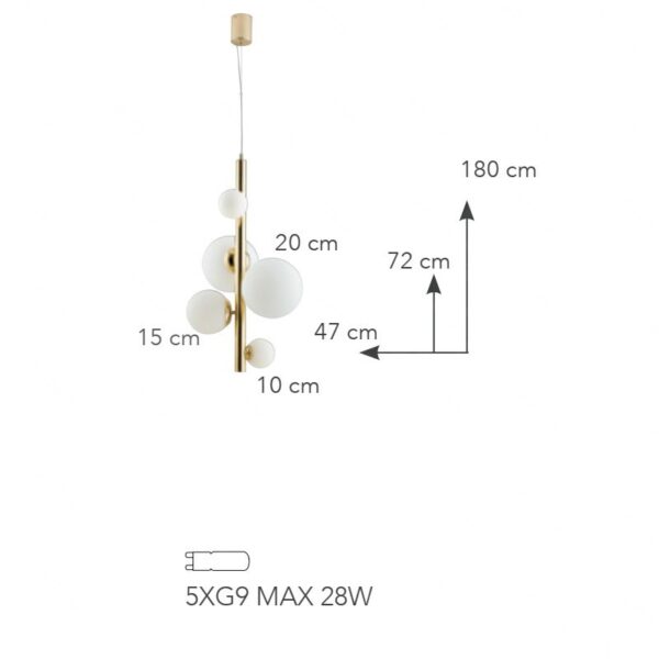 Sospensione Hera 5 Luci D47xH72(180cm) - immagine 4