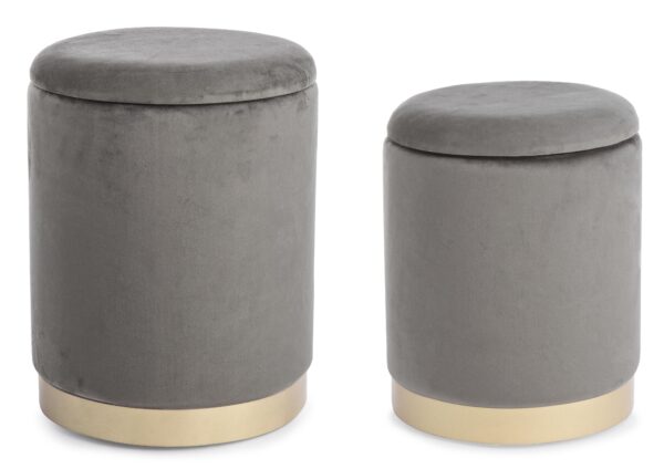 Set 2 Pouf Contenitore Paola grigio - immagine 3