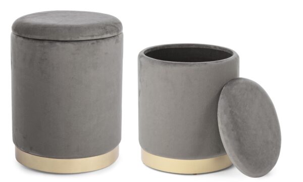 Set 2 Pouf Contenitore Paola grigio